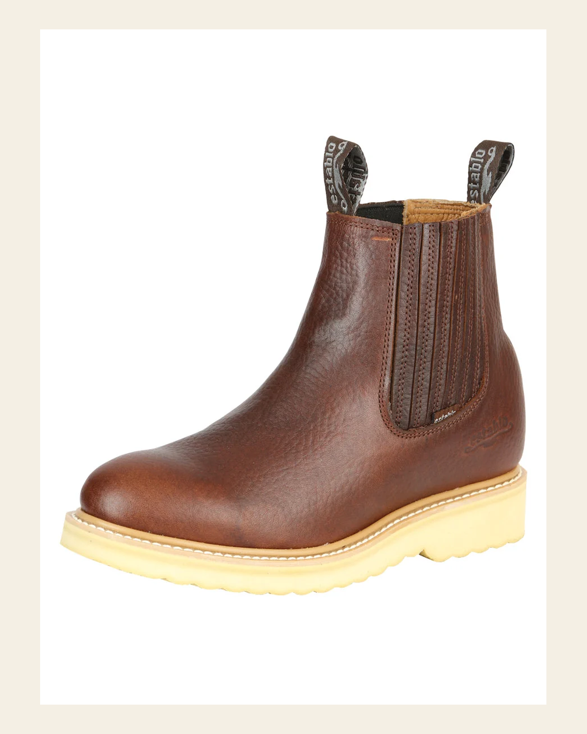 ESTABLO Men’s Leather Ankle work Boot - Made in Mexico - Honey 22953 on a warm cream background