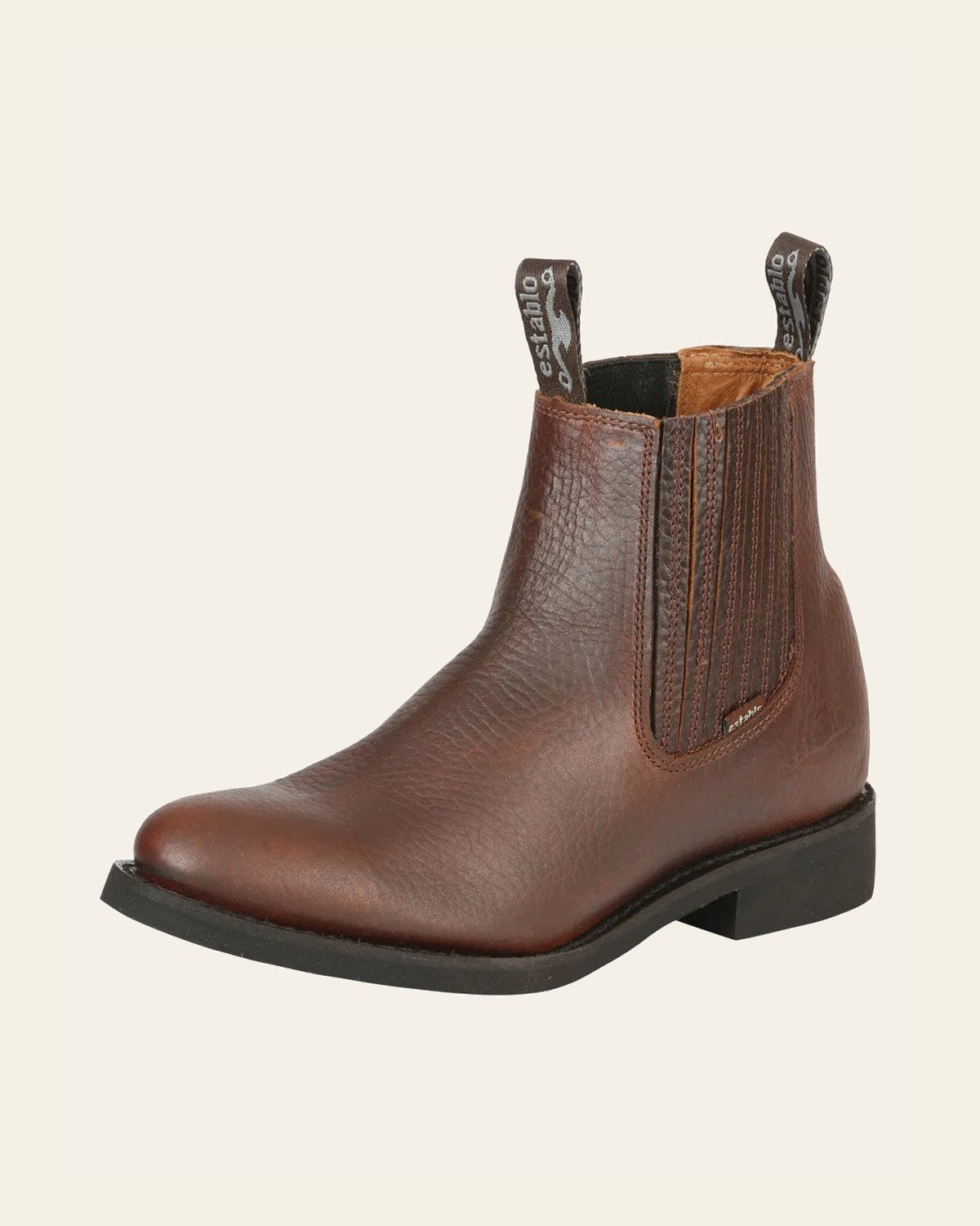 ESTABLO Men’s Leather Ankle Work Cowboy Boot - Bull Fight Leather - Honey 22954 on a warm cream background