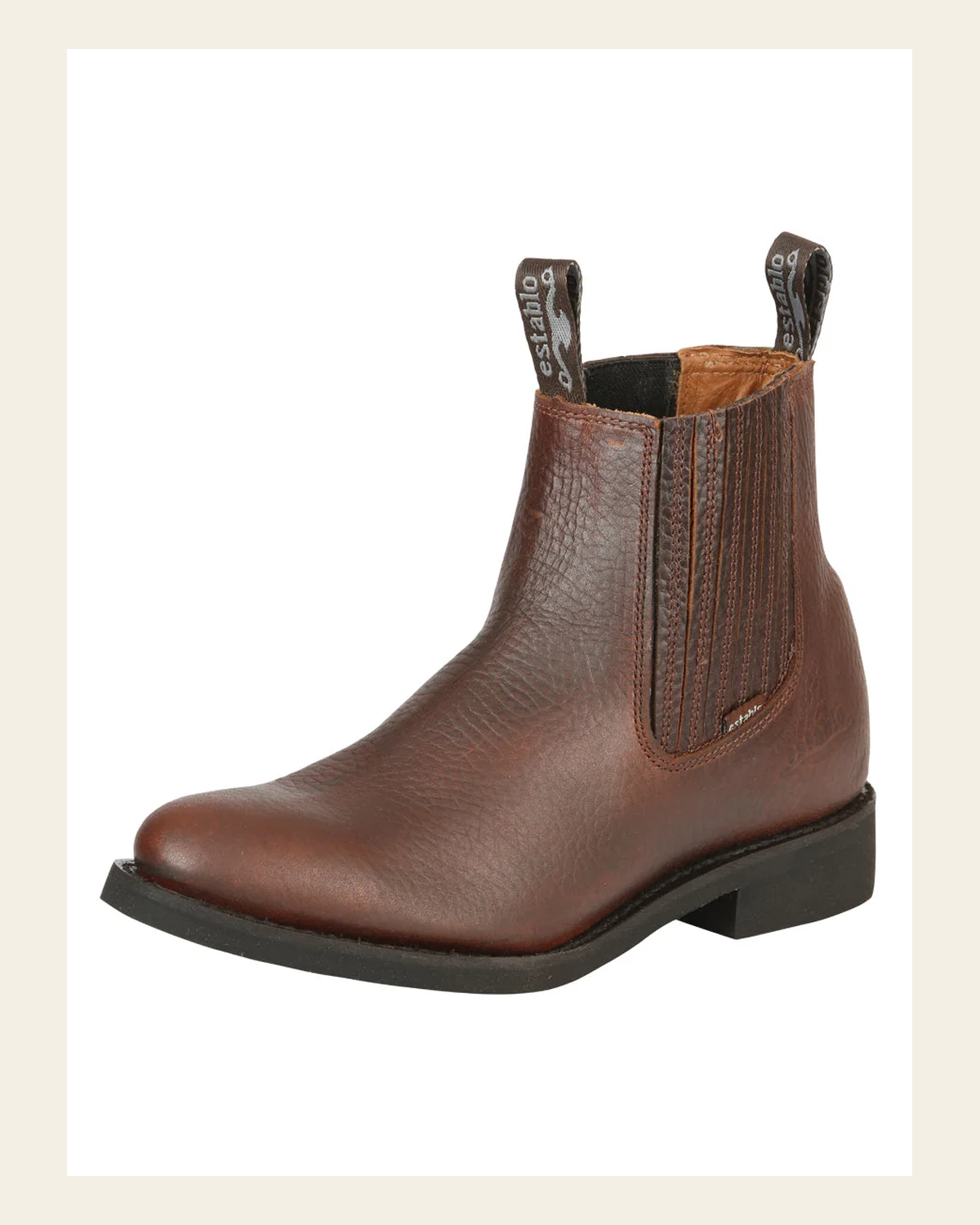 ESTABLO Men’s Leather Ankle Work Cowboy Boot - Bull Fight Leather - Honey 22954 on a warm cream background