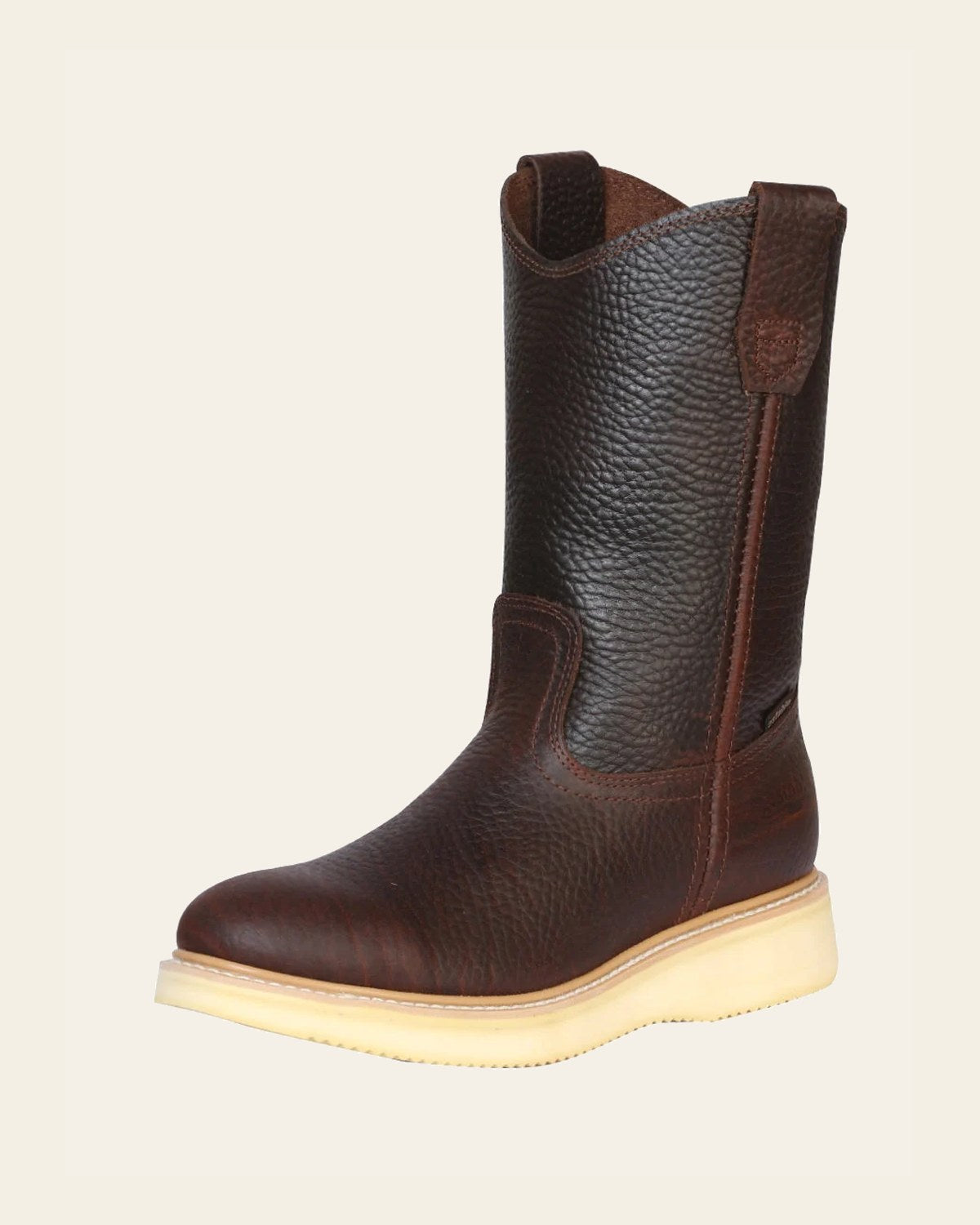 ESTABLO Men’s Leather Work Boot - Made in Mexico - Honey 23369 on a warm cream background