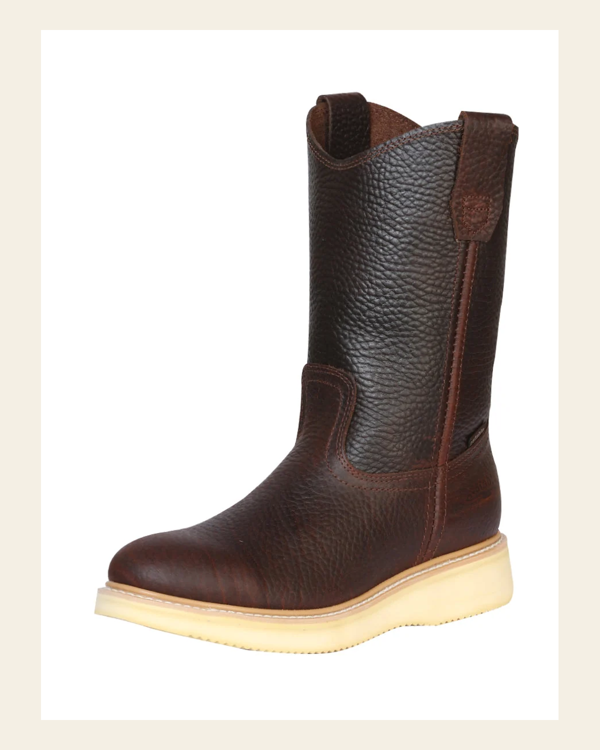 ESTABLO Men’s Leather Work Boot - Made in Mexico - Honey 23369 on a warm cream background