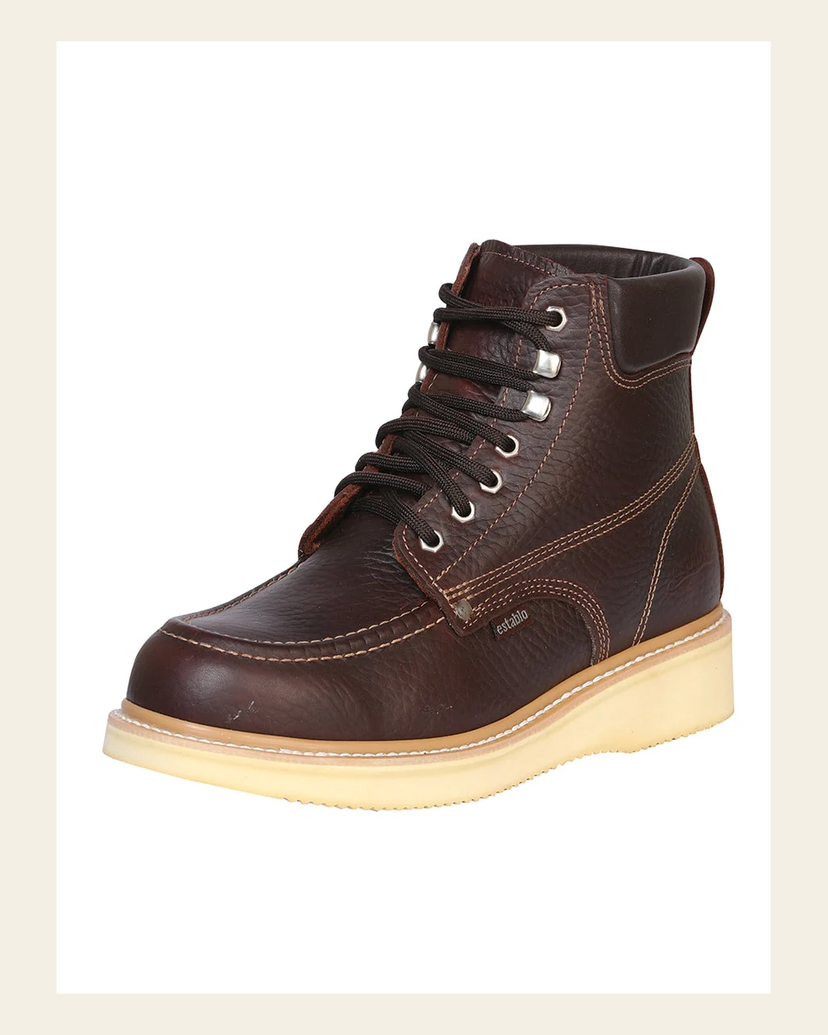 Establo Men’s Leather Lace-up Work Boot - Made in Mexico - Shedron 91203 on a warm cream background