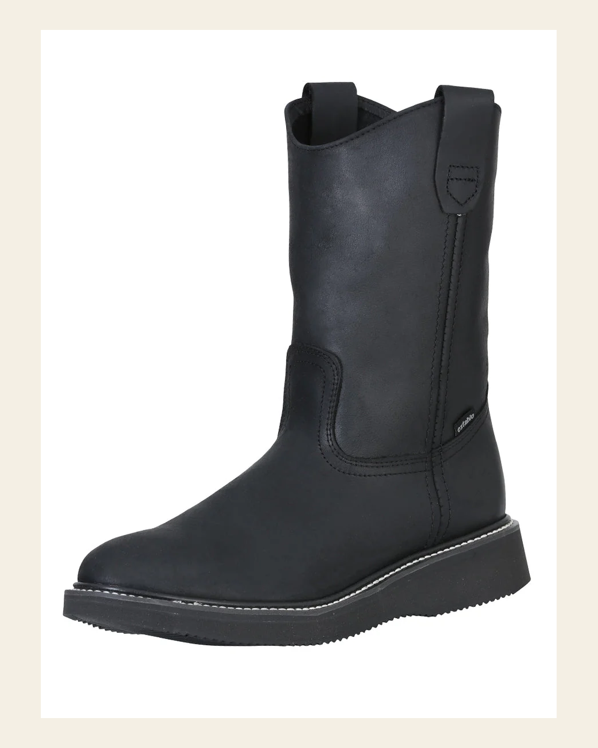Establo Men’s Work Boot Grasso Leather - Black 312 on a warm cream background