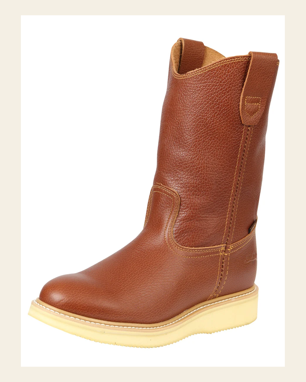 Establo Men’s Leather Work Boot - Made in Mexico - Grizzly Honey Oak 45598 on a warm cream background
