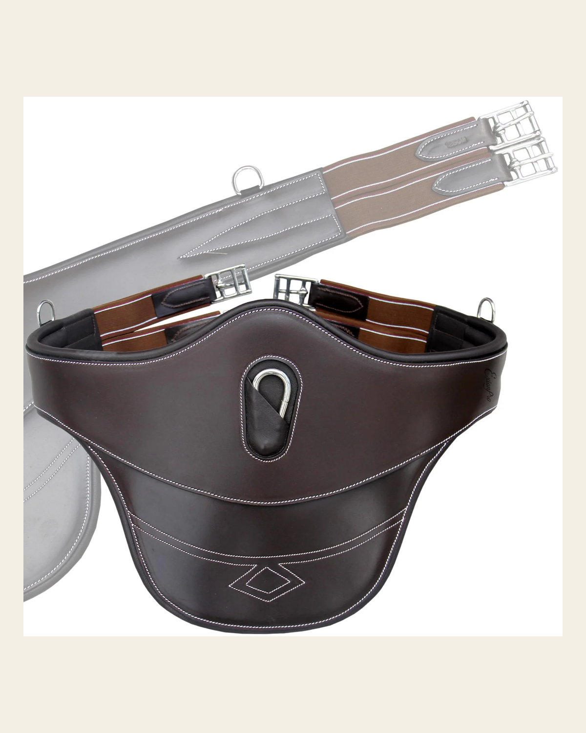 ExionPro Belly Guard Girth - Matching Elastic on a warm cream background