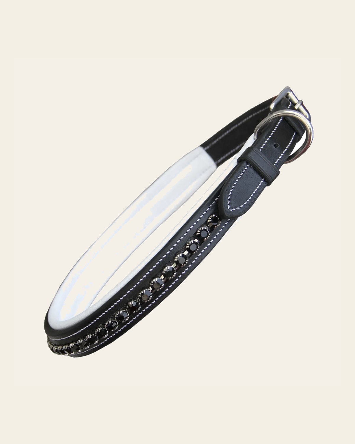 ExionPro Black Bling Dog Collar on a warm cream background