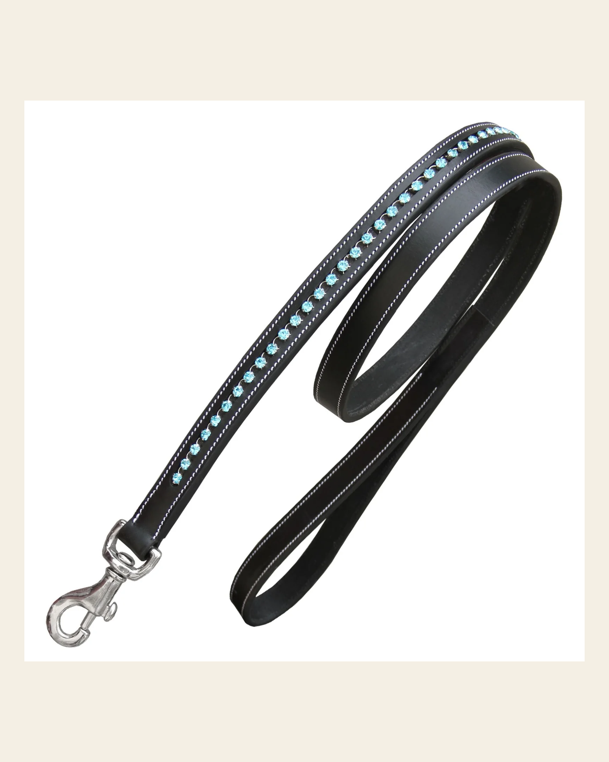 ExionPro Blue Bling Dog Leash on a warm cream background