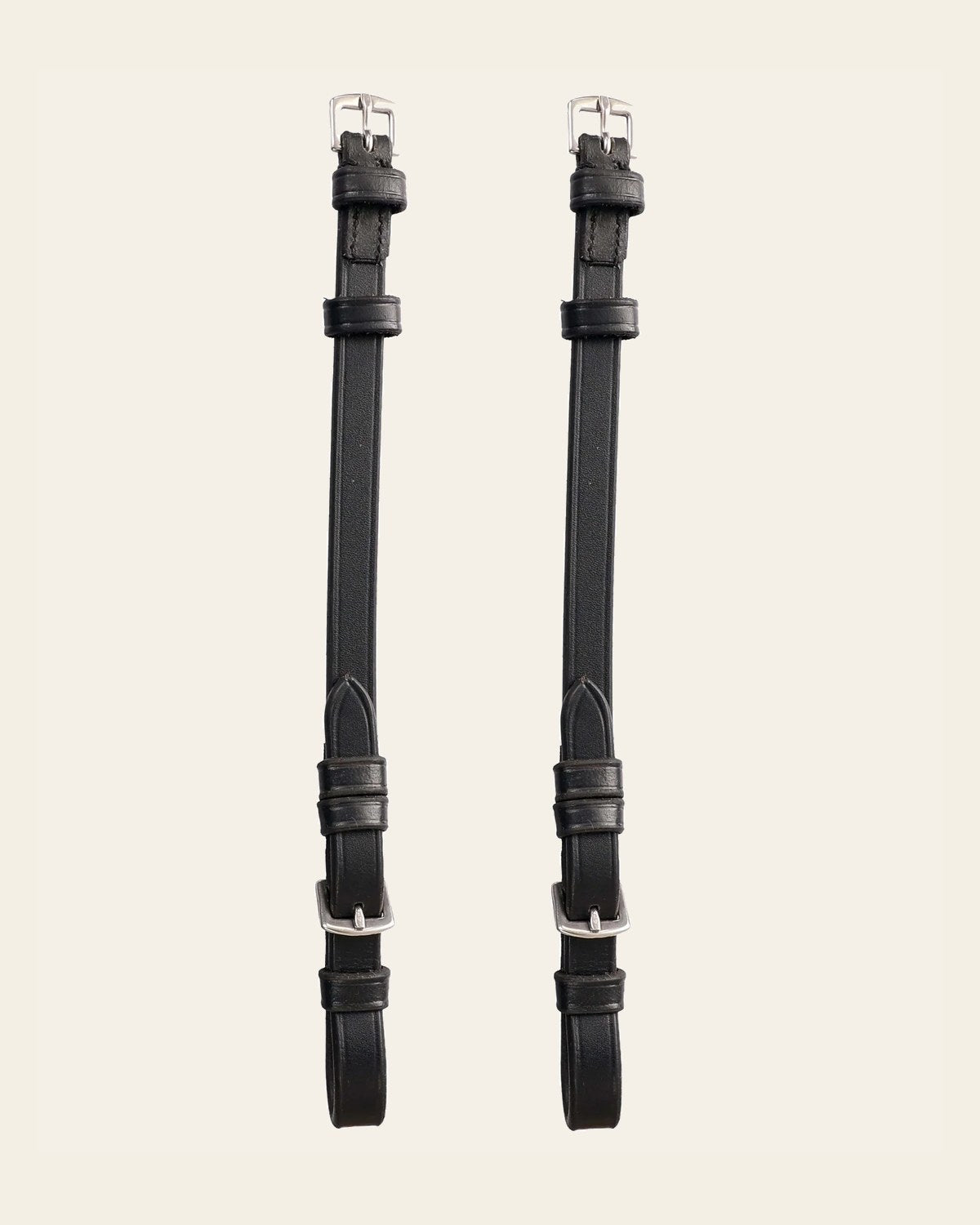 ExionPro Bridle Cheek Pieces With Buckle Fastening - Matching Stitching on a warm cream background