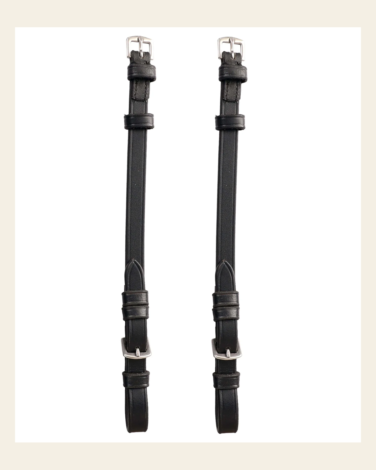 ExionPro Bridle Cheek Pieces With Buckle Fastening - Matching Stitching on a warm cream background