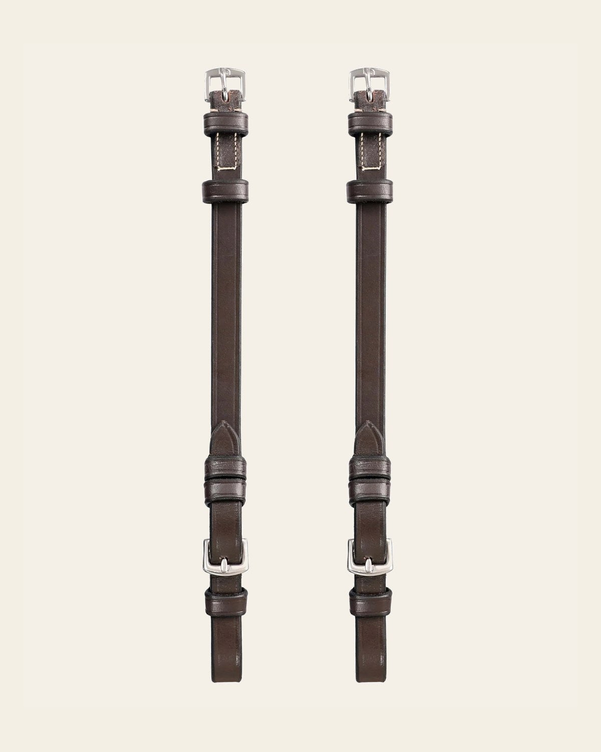 ExionPro Bridle Cheek Pieces With Buckle Fastening - White Stitching on a warm cream background