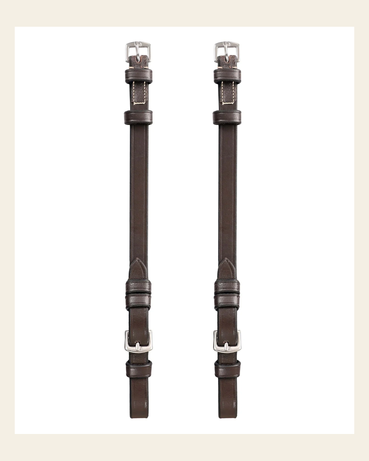 ExionPro Bridle Cheek Pieces With Buckle Fastening - White Stitching on a warm cream background