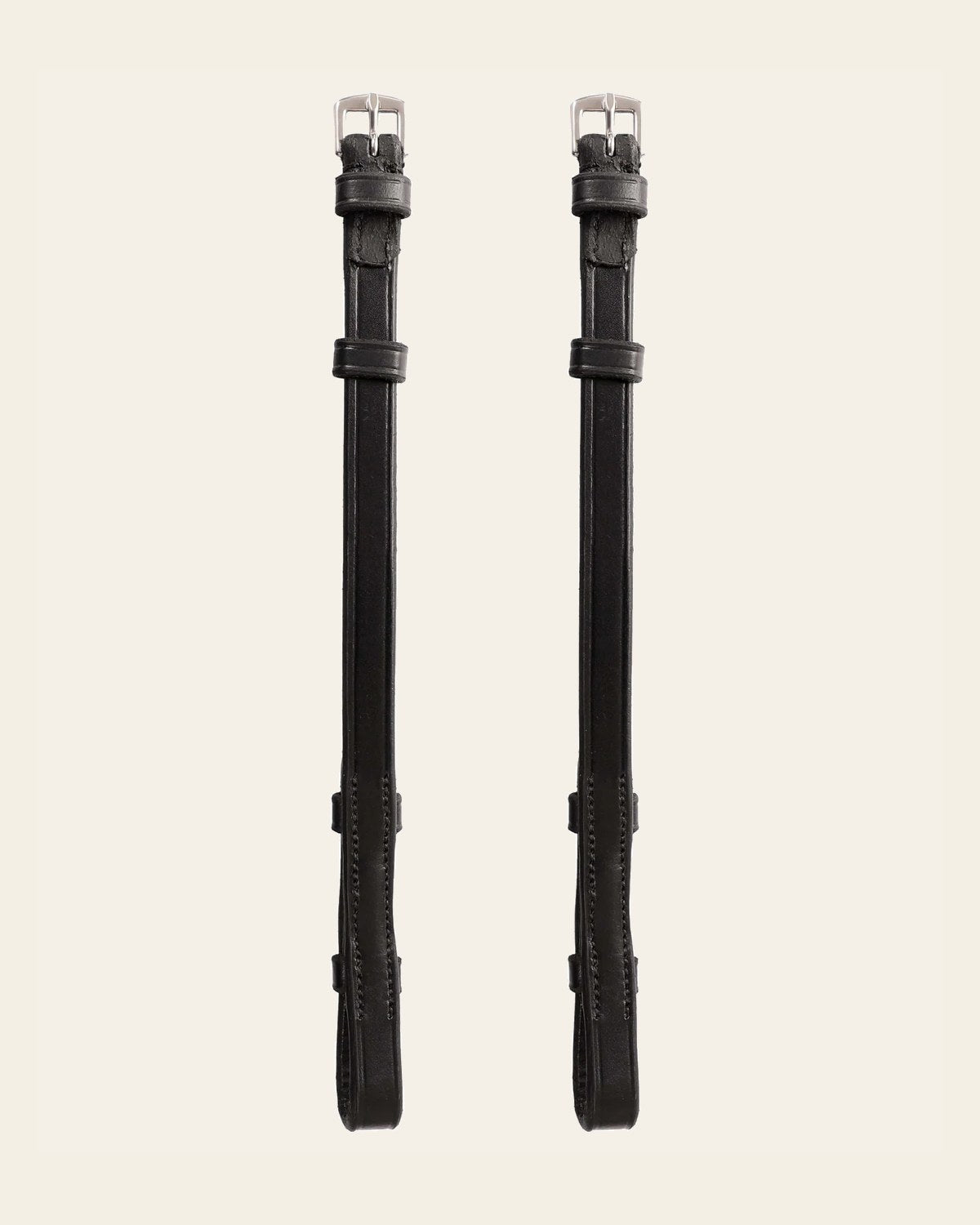 ExionPro Bridle Cheek Pieces With Hook Fastening - Matching Stitching on a warm cream background