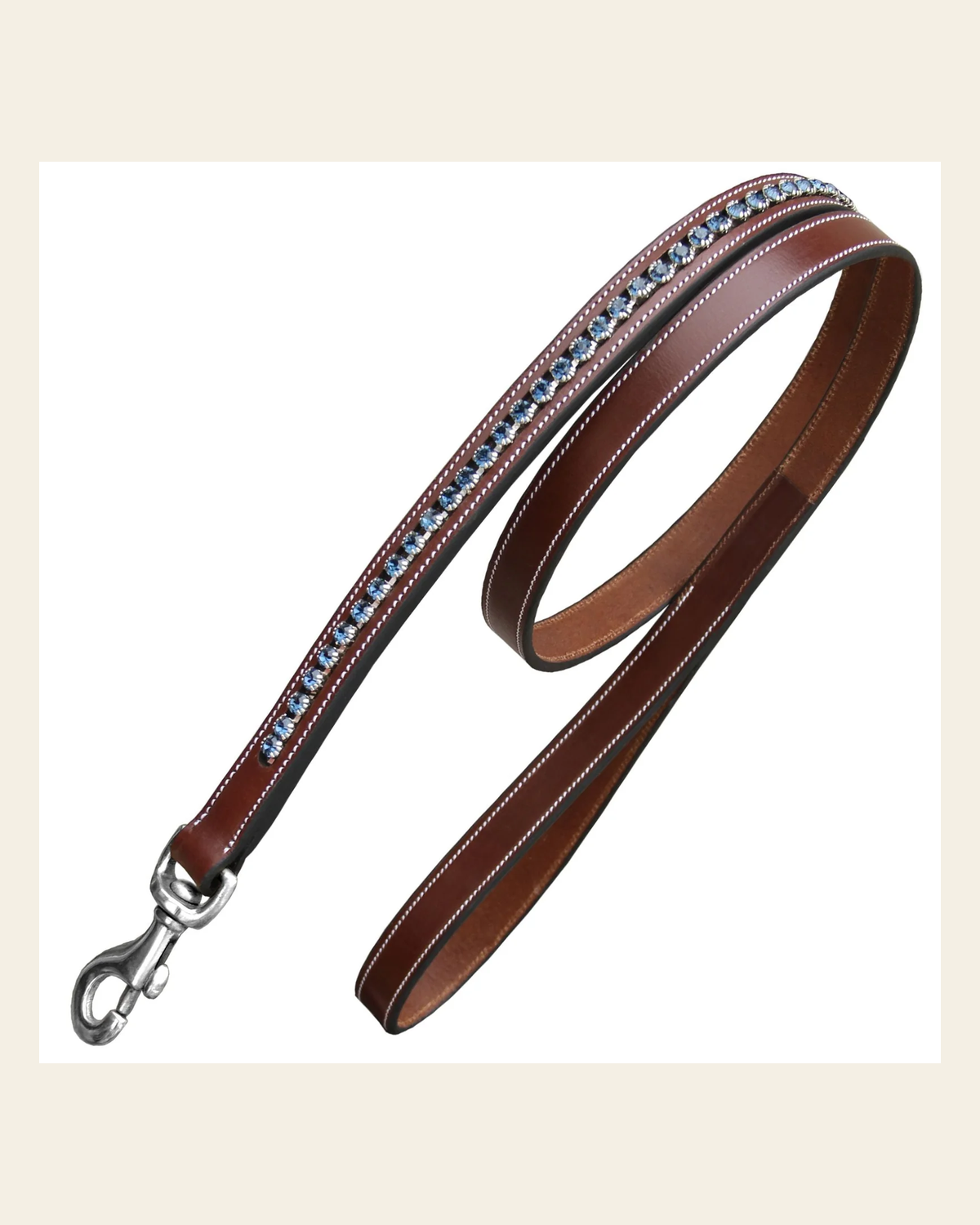 ExionPro Dark Blue Bling Dog Leash on a warm cream background