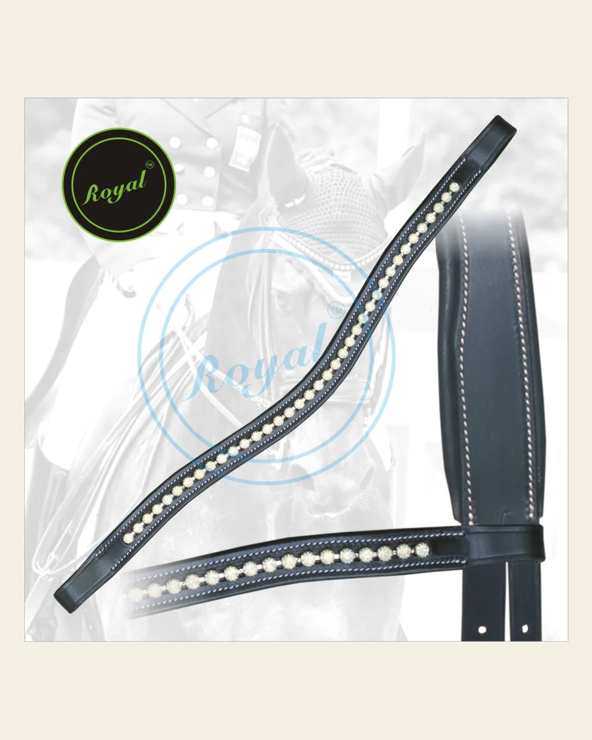 ExionPro Designer Opal White linked Crystal Browband on a warm cream background