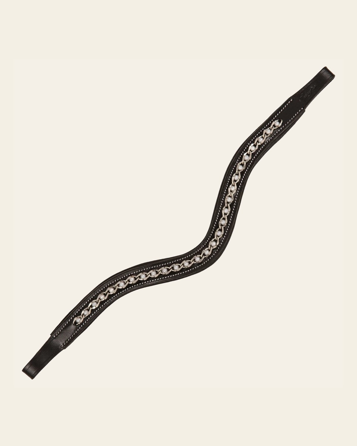 ExionPro Designer Spiral White Pearl Crystal Browband on a warm cream background