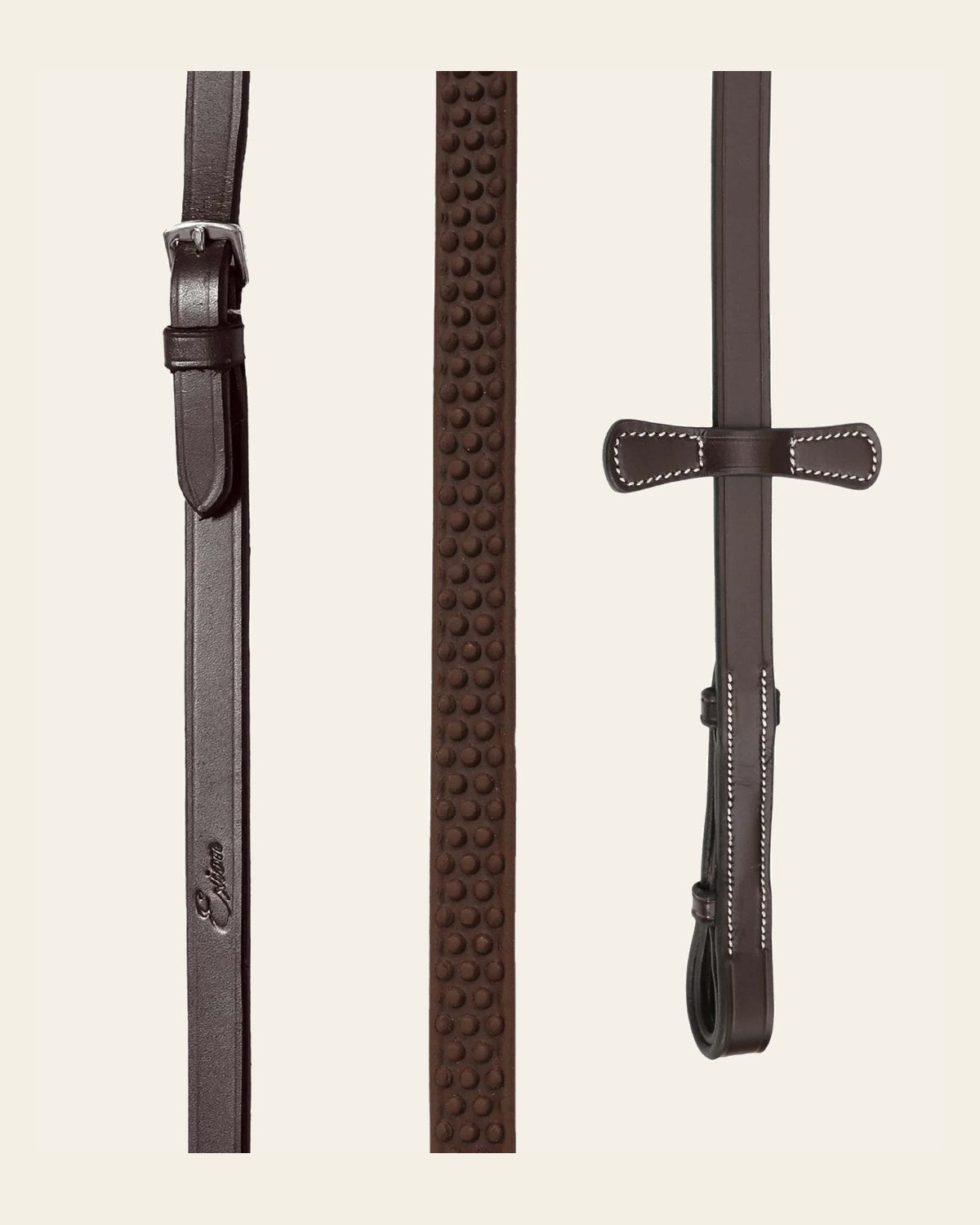 ExionPro Dotted Rubber Reins on a warm cream background