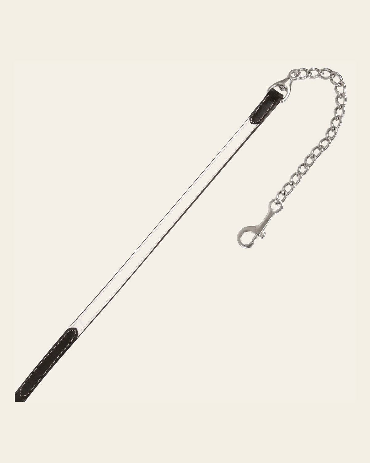 ExionPro Duo-Tone Leather Lead with Chain - White on a warm cream background