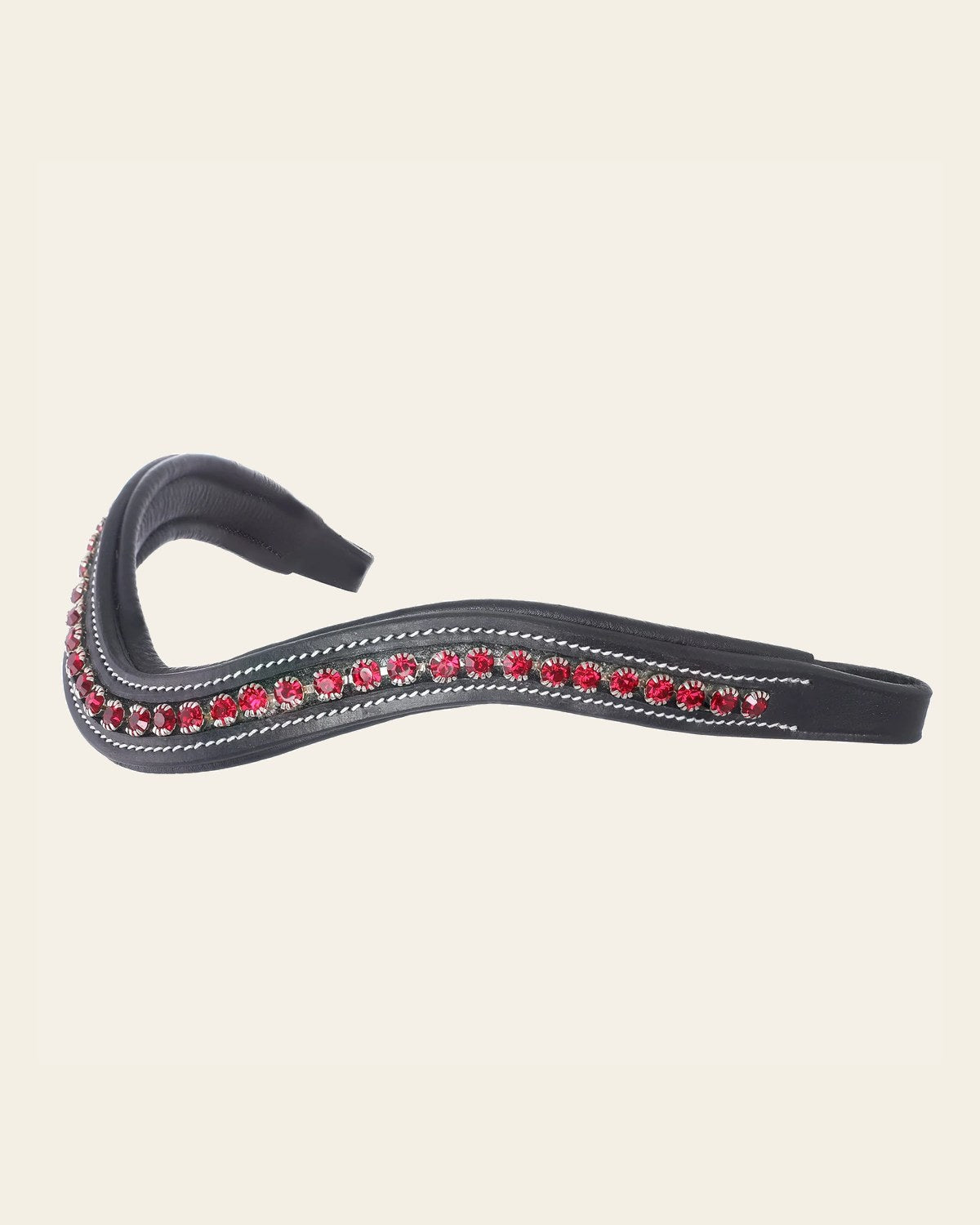 ExionPro Elegant Deep Curved Soft Padded Siam Crystal Decorated Browband on a warm cream background