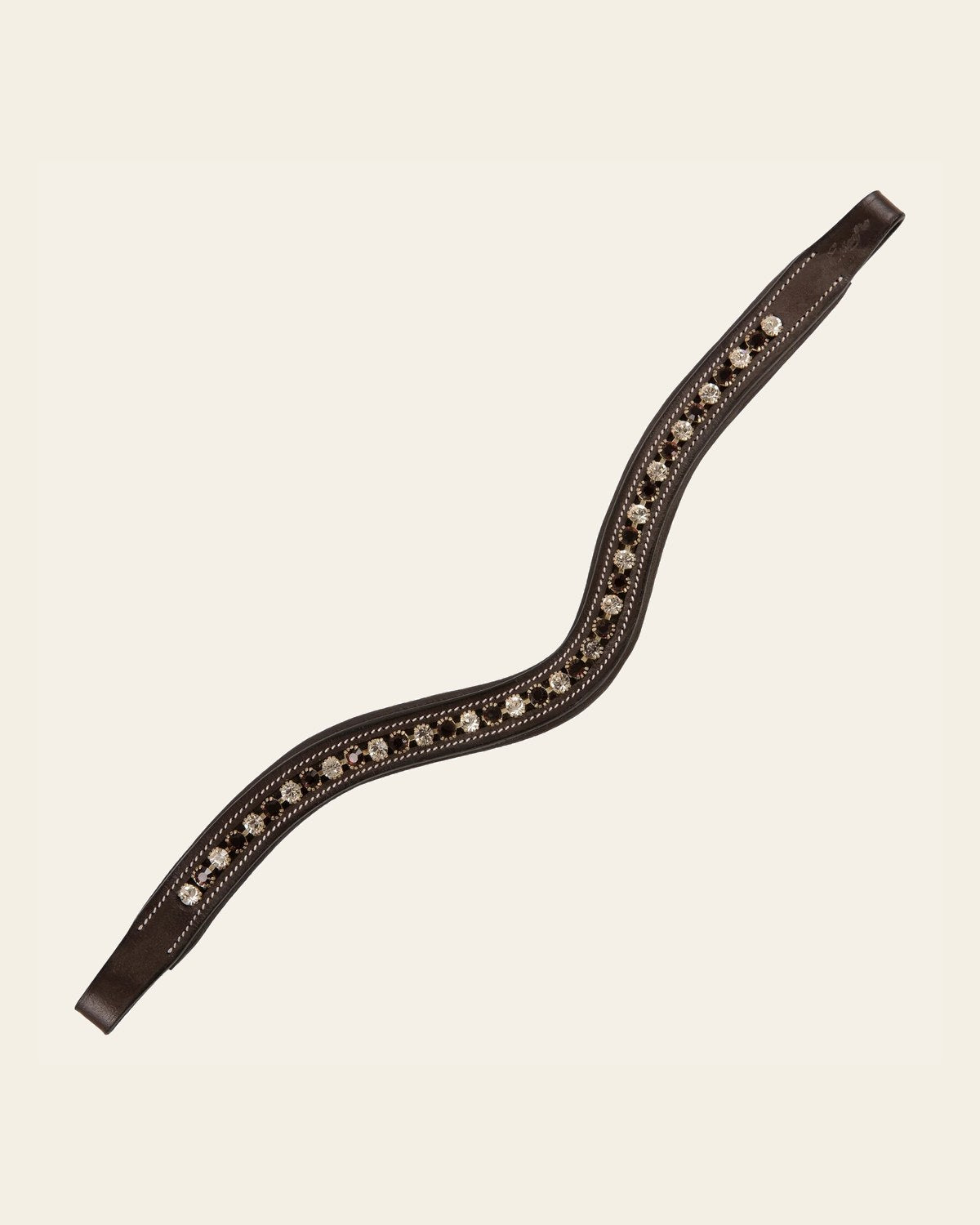 ExionPro Elegant Soft Padded Clear Crystal, Burgundy Colored Crystal Browband on a warm cream background