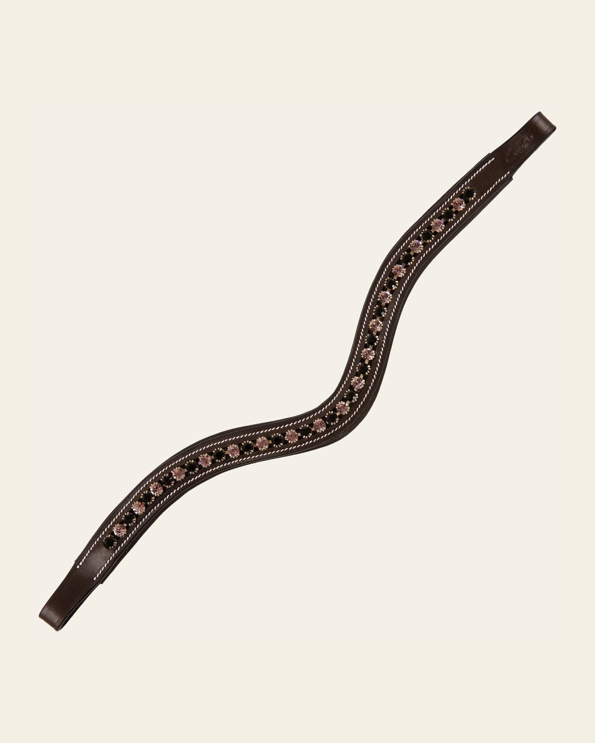 ExionPro Elegant Soft Padded Jet, Light Amethyst Colored Crystal Browband on a warm cream background