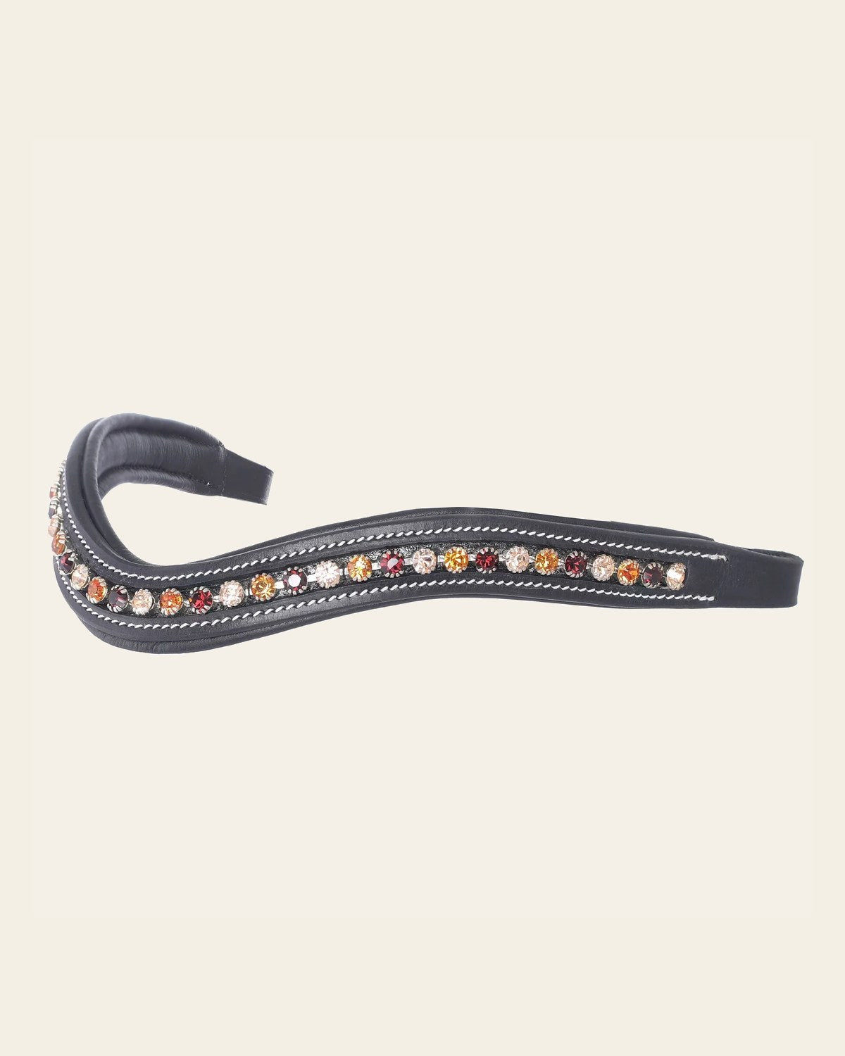 ExionPro Elegant Soft Padded Light Peach, Burgundy, Topaz Colored Crystal Browband on a warm cream background