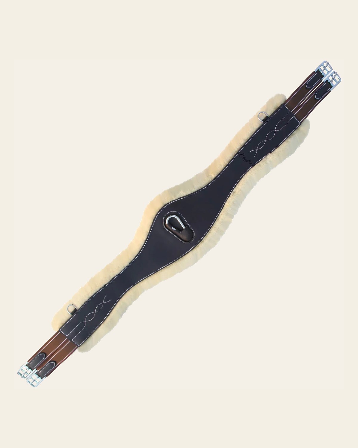 ExionPro Fancy Stitched 'Snap' Girth - Matching Elastic on a warm cream background