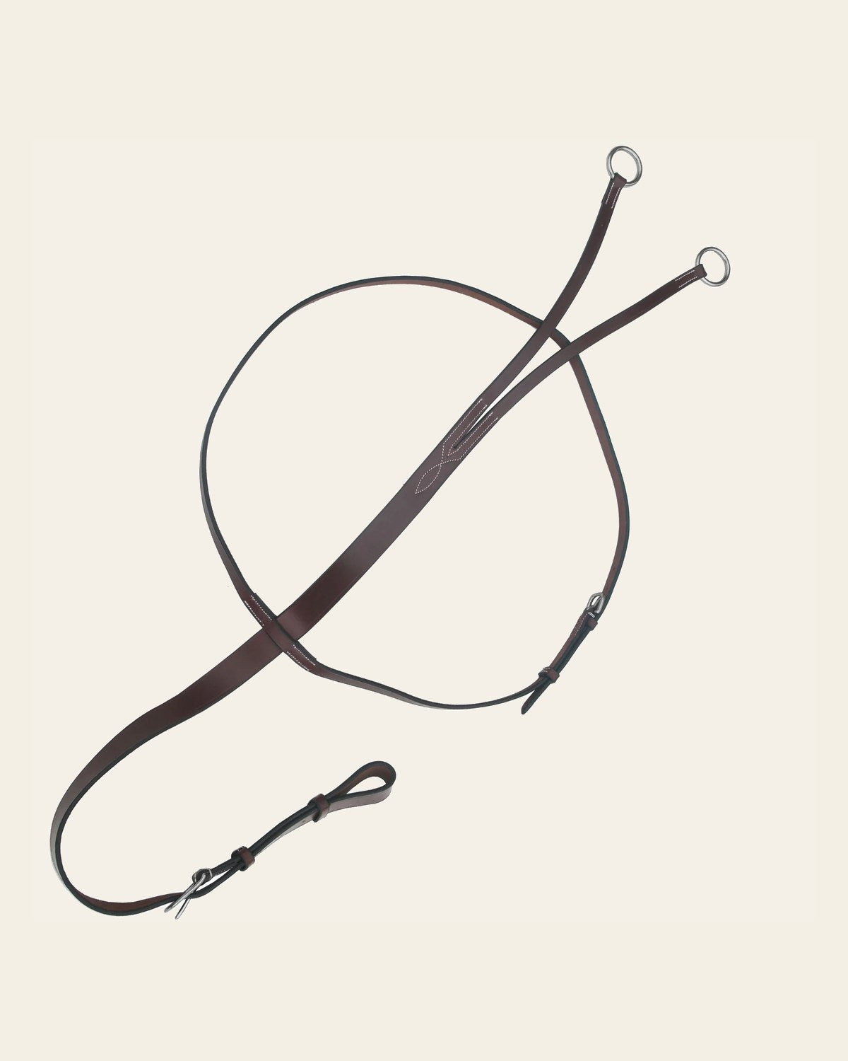 ExionPro Flat Leather Running Martingale on a warm cream background