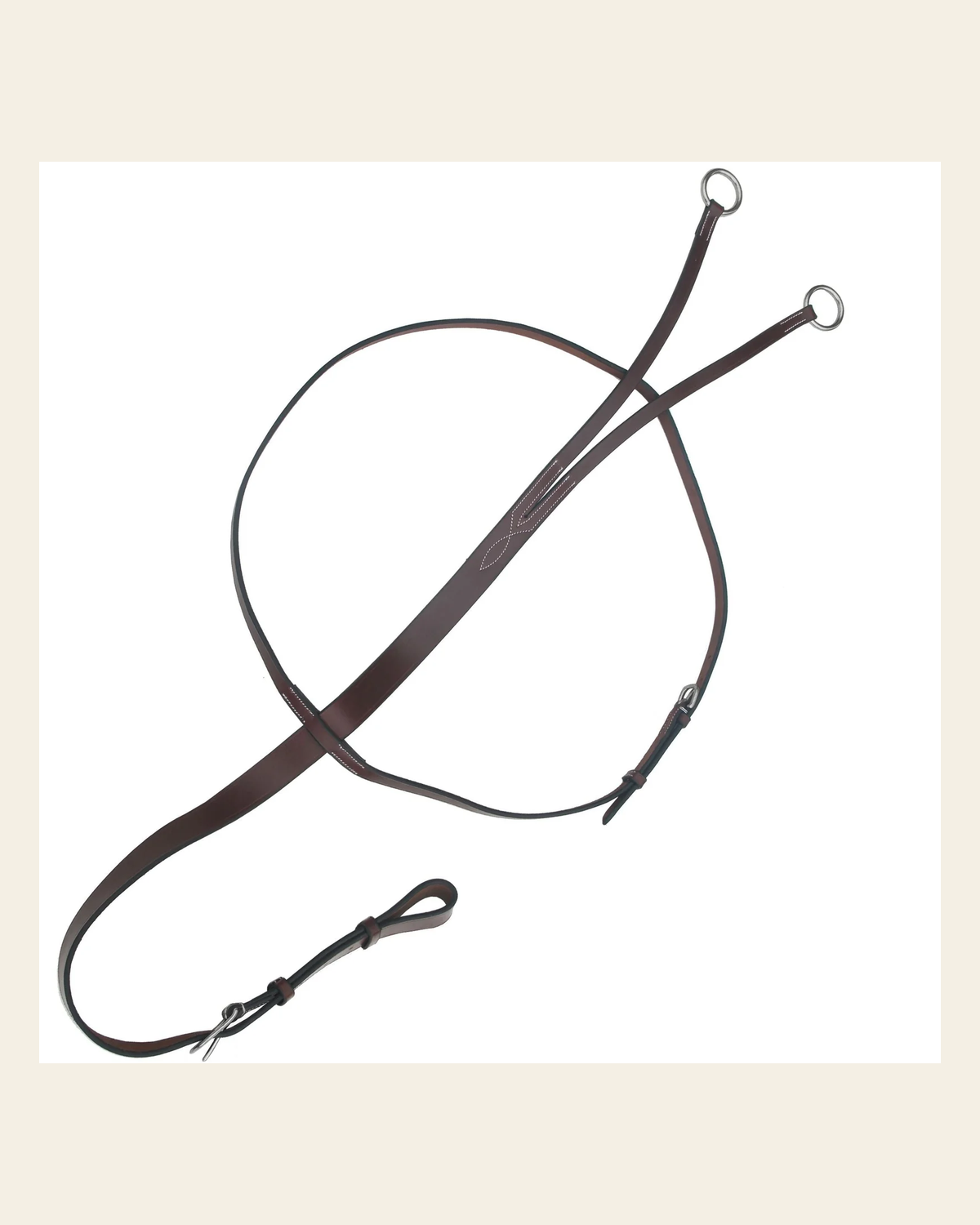 ExionPro Flat Leather Running Martingale on a warm cream background