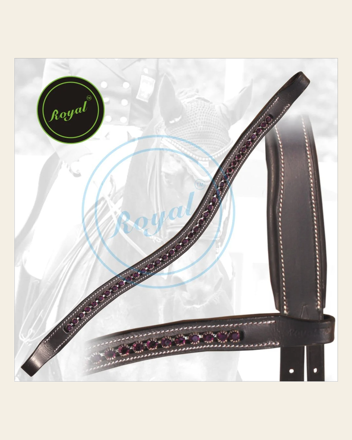 ExionPro Fuchsia Crystal Browband on a warm cream background