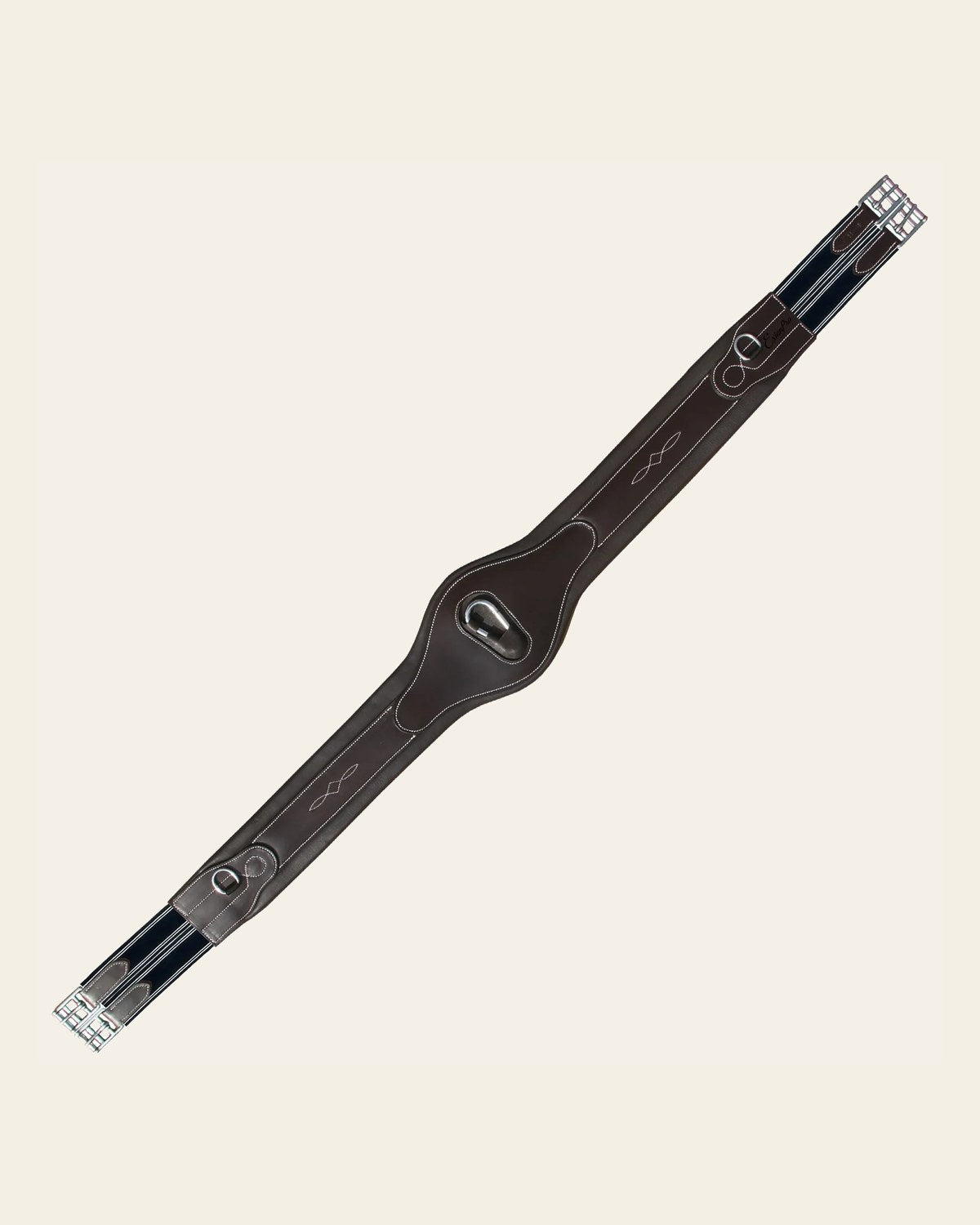 ExionPro 'Joint' Girth - Navy Blue Elastic with White Lines on a warm cream background