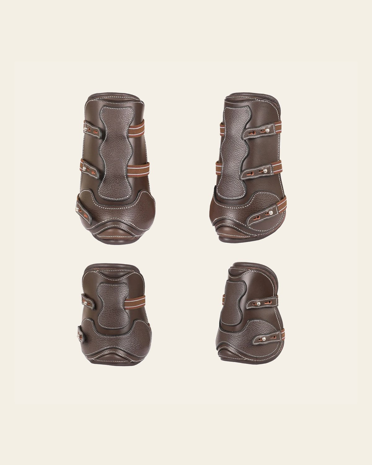 ExionPro Leather Horse Tendon Show Jump Boots - 401 on a warm cream background