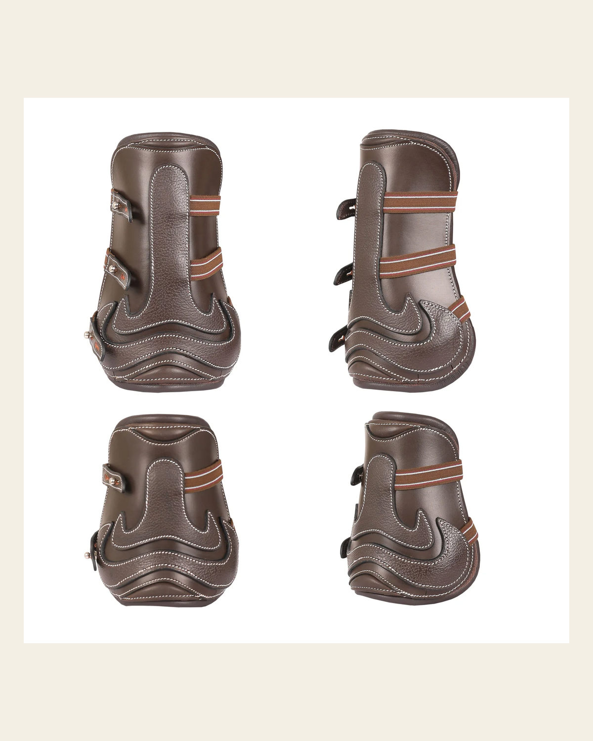 ExionPro Leather Horse Tendon Show Jump Boots - 402 on a warm cream background