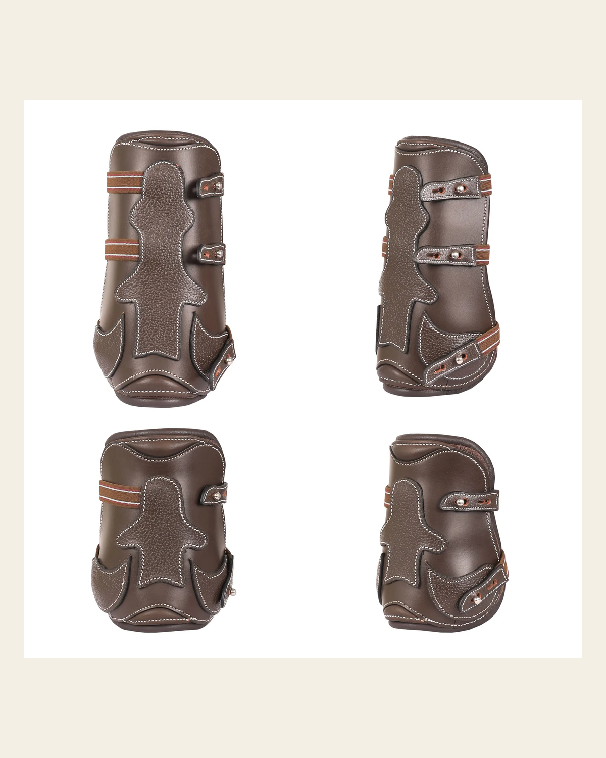 ExionPro Leather Horse Tendon Show Jump Boots - 403 on a warm cream background