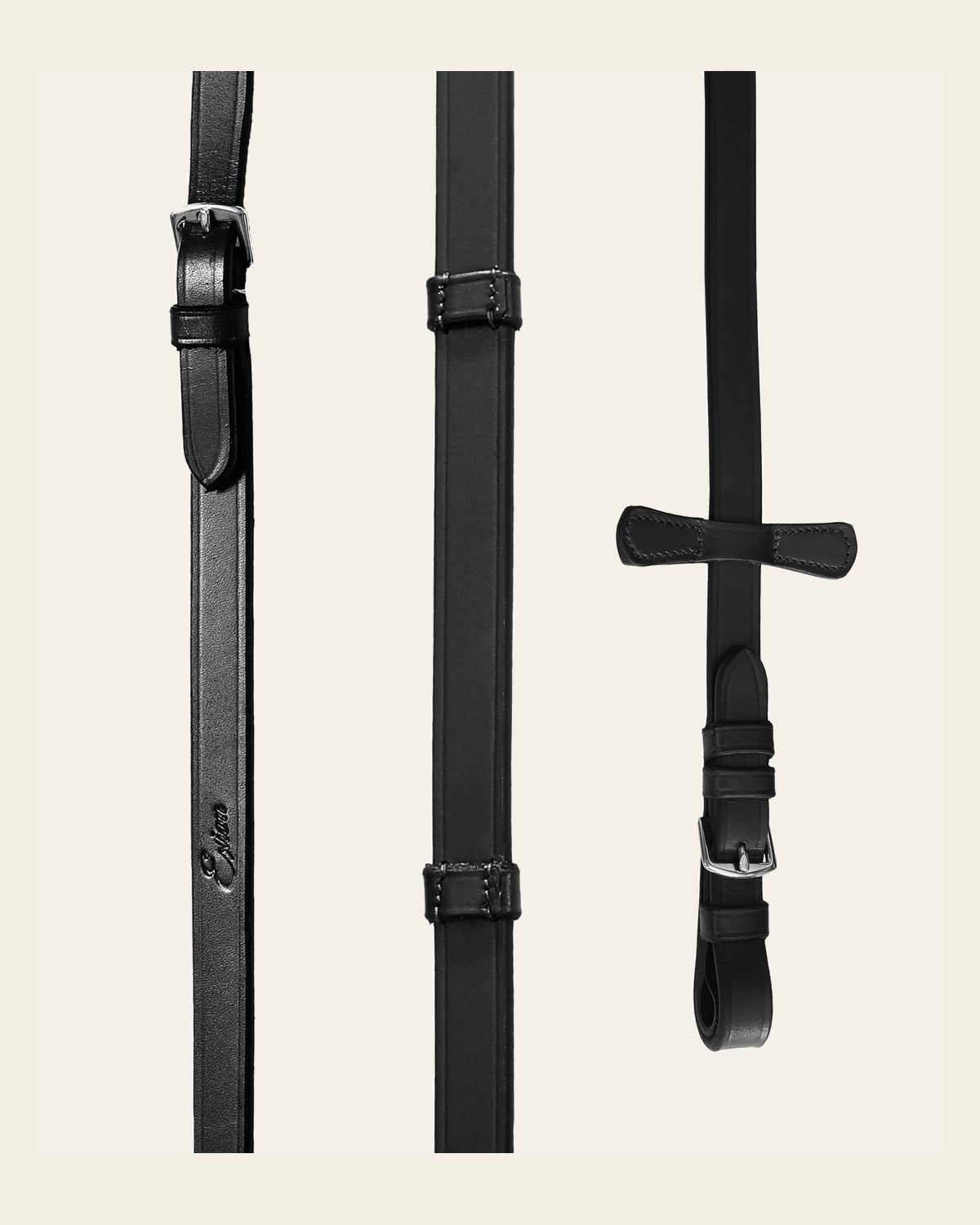 ExionPro Leather Reins on a warm cream background
