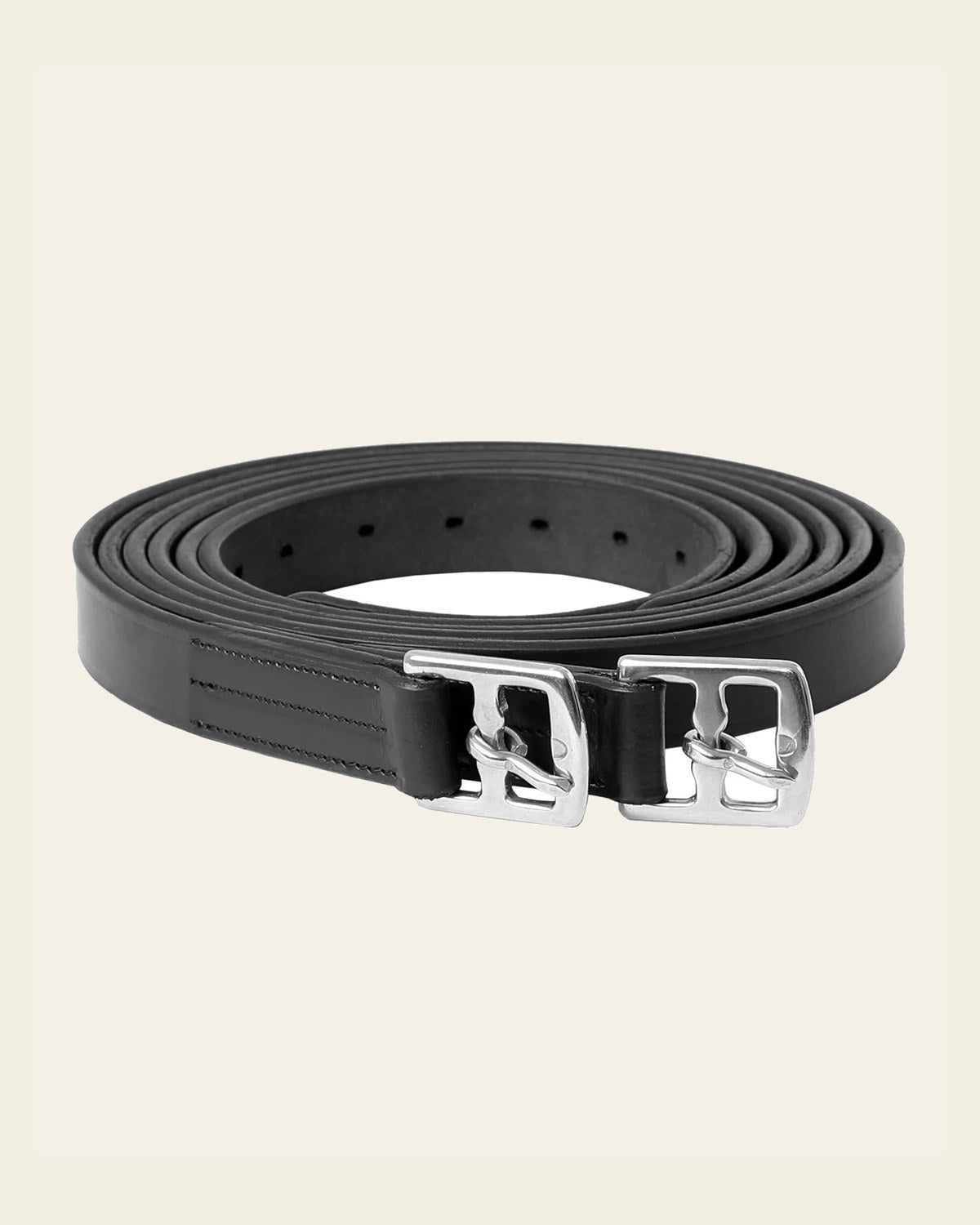 ExionPro Pre-Stretched Stirrup Leathers on a warm cream background