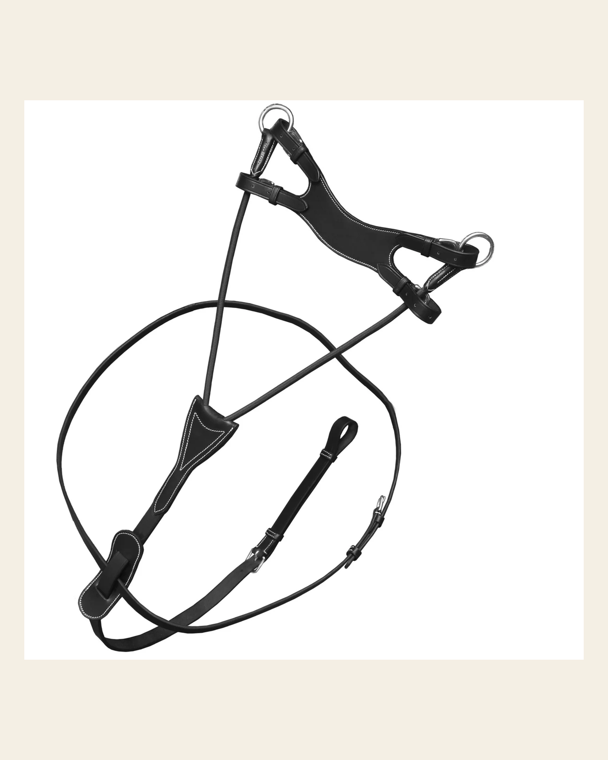 ExionPro Running Martingale with Round Elastic Fork on a warm cream background