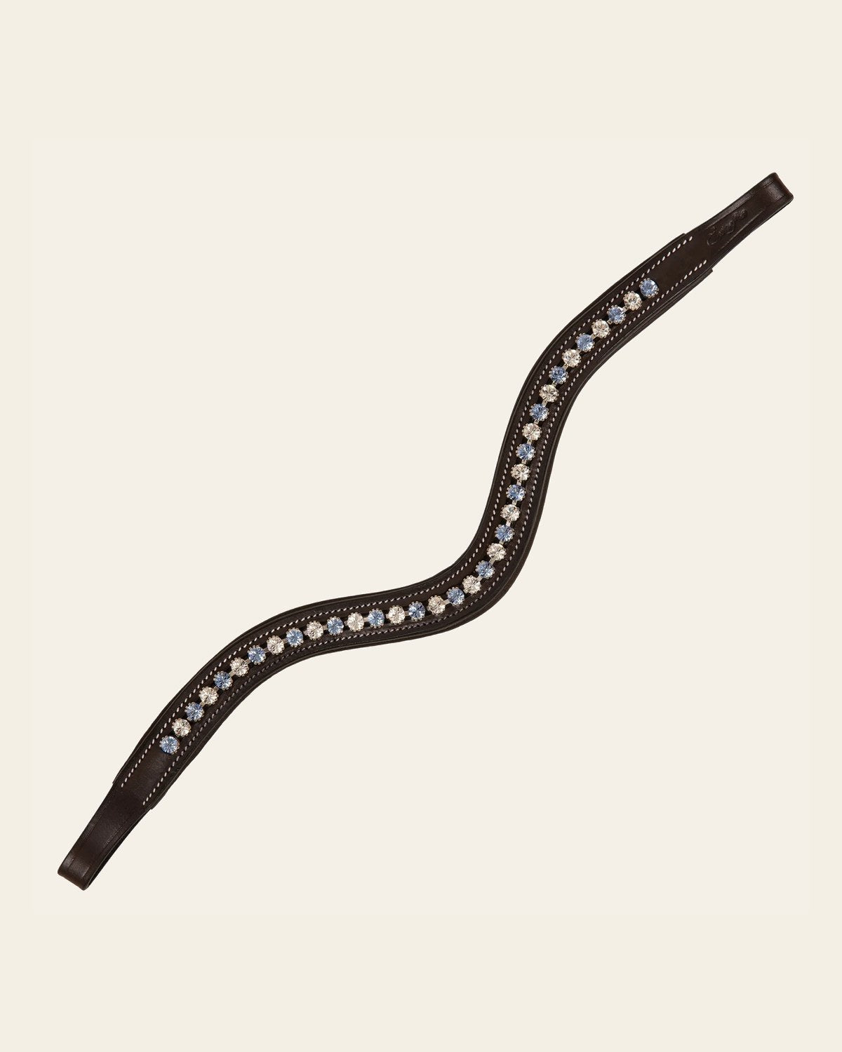 ExionPro Small Elegant Designer Blue, White Crystal Browband on a warm cream background