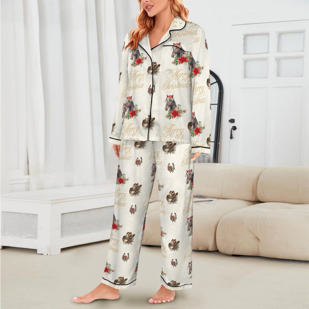 Baha Ranch Christmas Horses Satin Western Pajamas by Baha Ranch Western Wear - product image 2