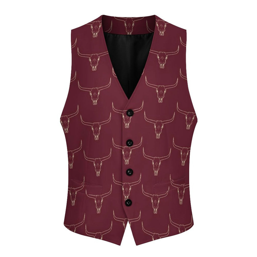 Baha Ranch Burgandy Longhorn Men's Western Vest by Baha Ranch Western Wear - product image 2