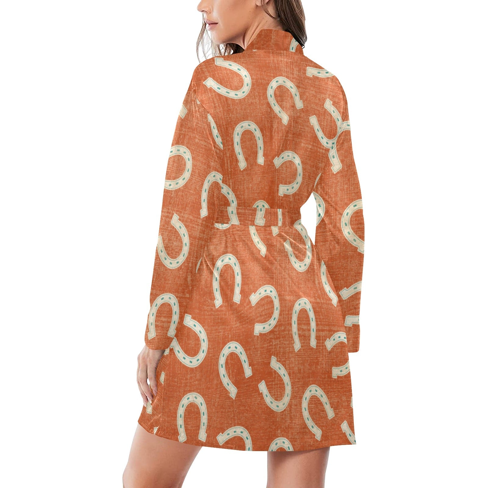 Baha Ranch Rust Orange Women's Belted Satin Feel Dressing Lounge Robe by Baha Ranch Western Wear - product image 2