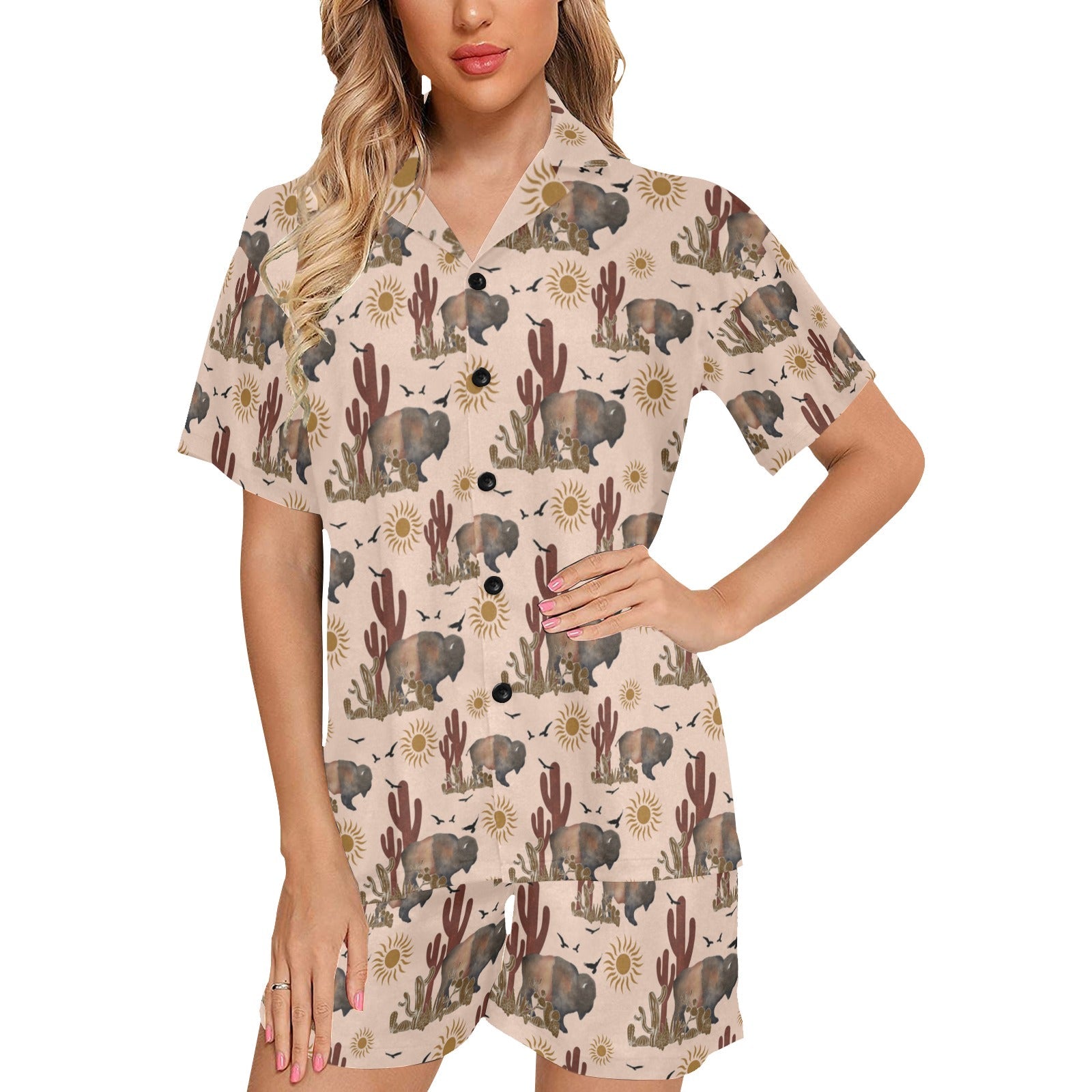 Baha Ranch Desert Bison Women's Western Pajama Set by Baha Ranch Western Wear