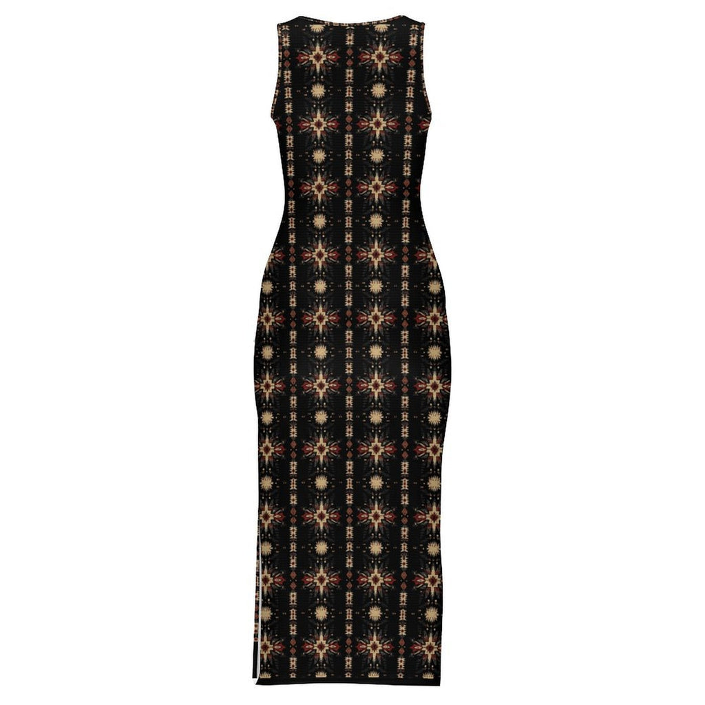 Baha Ranch Black and Tan Aztec Sleeveless Bodycon Side Slit Maxi Dress by Baha Ranch Western Wear - product image 6