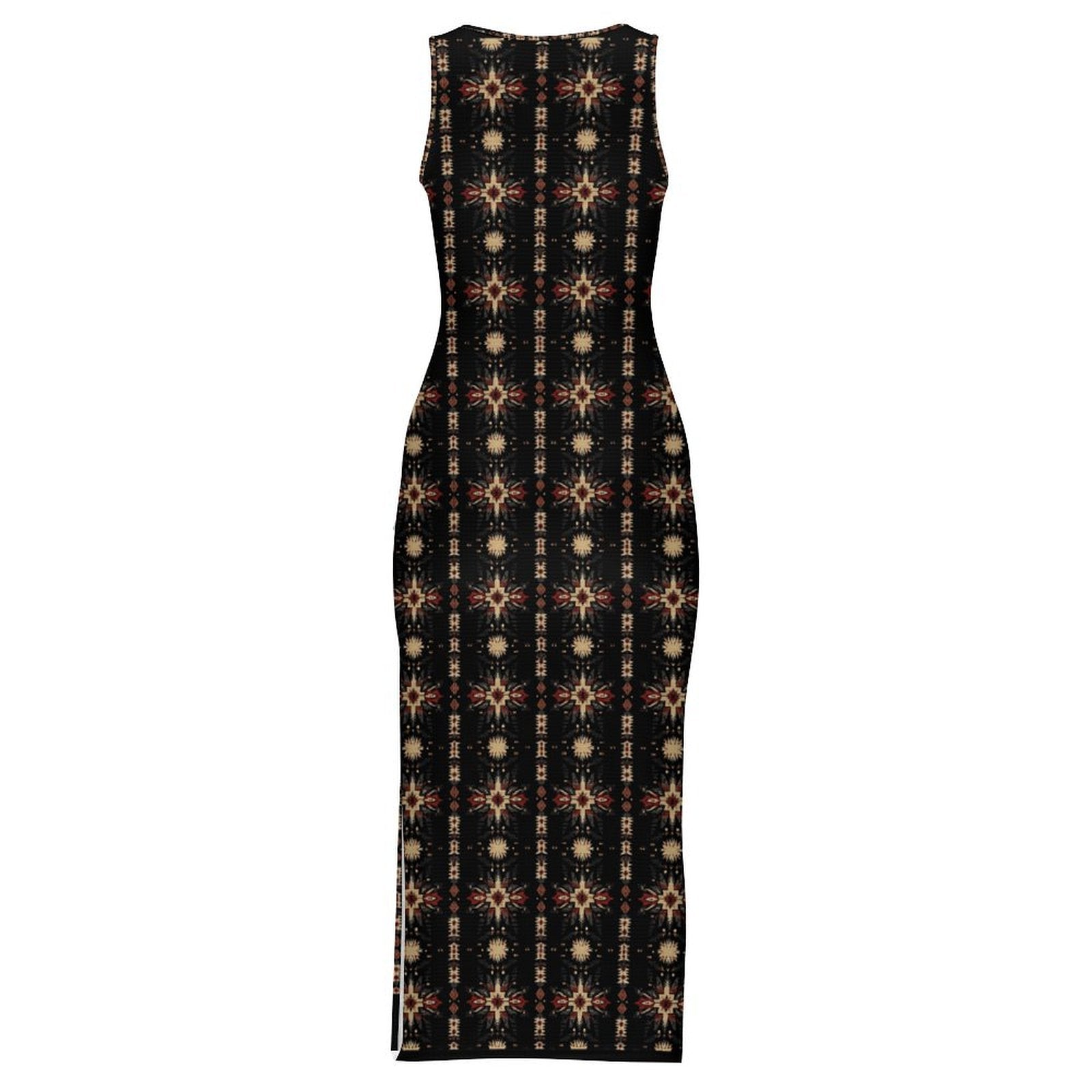 Baha Ranch Black and Tan Aztec Sleeveless Bodycon Side Slit Maxi Dress by Baha Ranch Western Wear - product image 6