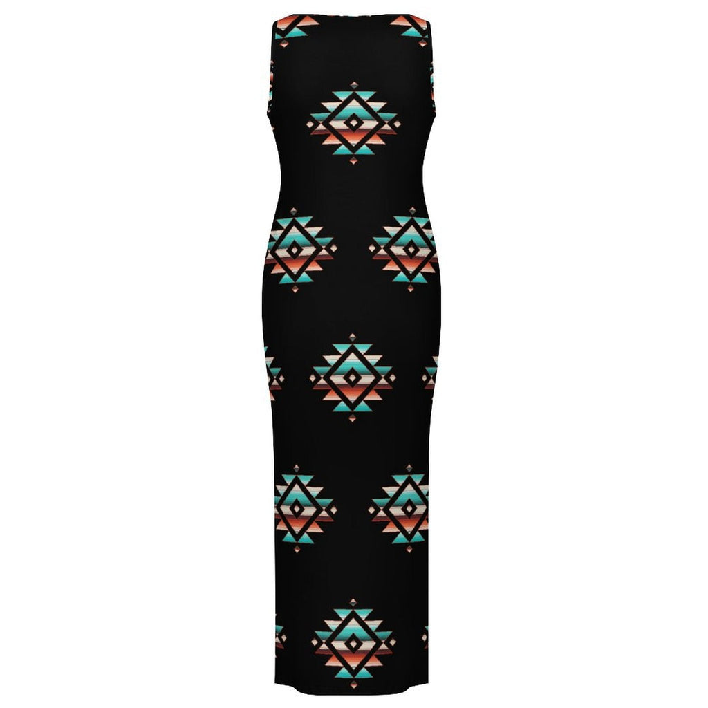 Baha Ranch Southwestern Aztec Sleeveless Bodycon Side Slit Western Maxi Dress by Baha Ranch Western Wear - product image 6