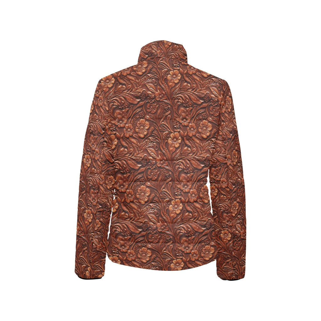 Tooled Leather Print Puffy Bomber Jacket by Baha Ranch Western Wear - product image 4