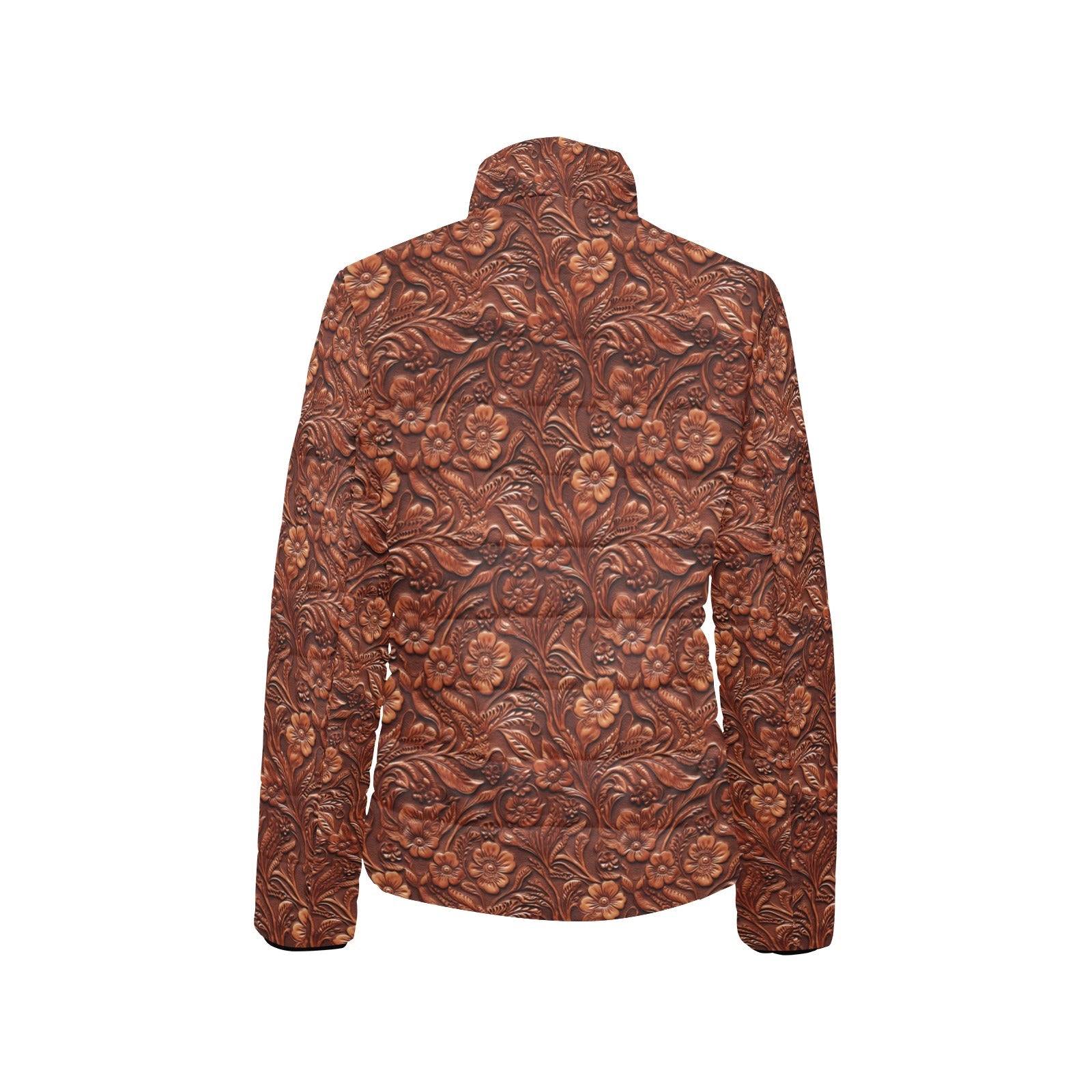 Tooled Leather Print Puffy Bomber Jacket by Baha Ranch Western Wear - product image 4