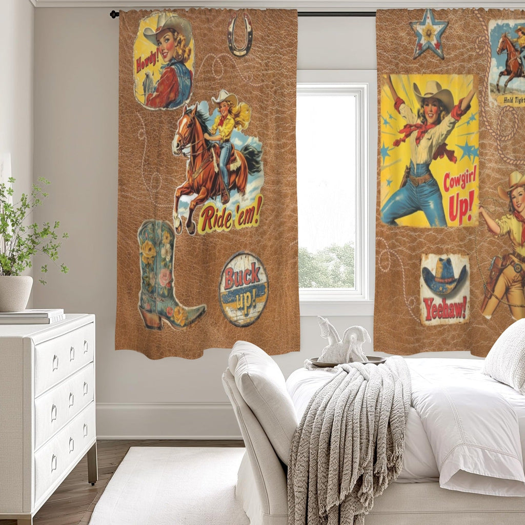 Baha Ranch Vintage Cowgirl Drapes 52" x 63" Made in America by Baha Ranch Western Wear