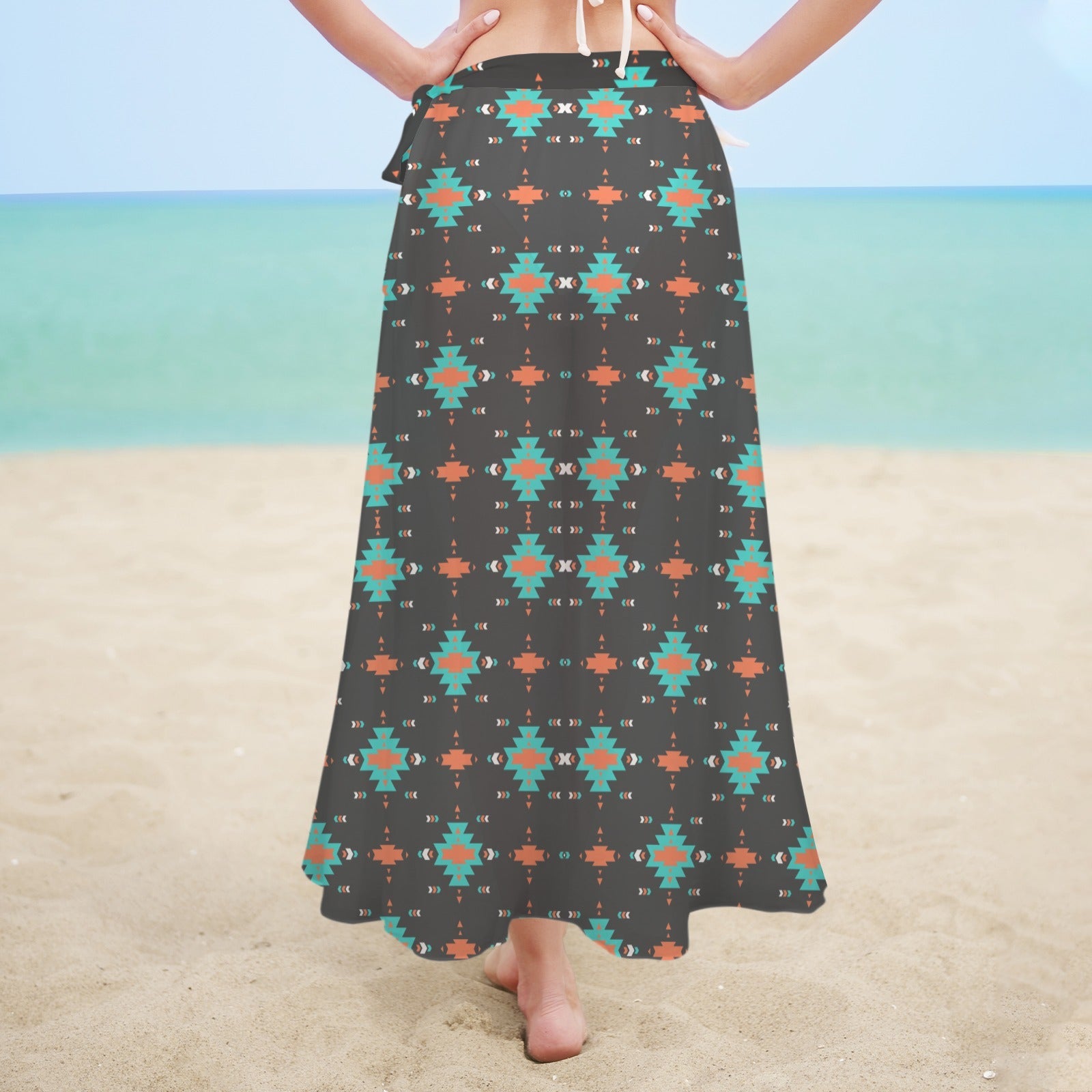 Baha Ranch Orange Aztec Beach Coverup Skirt by Baha Ranch Western Wear - product image 4