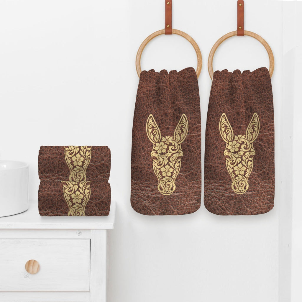 Baha Ranch Tooled Donkey Set of 4 Kitchen Dish Towels Made in America by Baha Ranch Western Wear