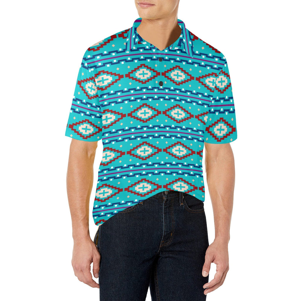 Baha Ranch Turquoise Aztec Polo by Baha Ranch Western Wear - product image 3